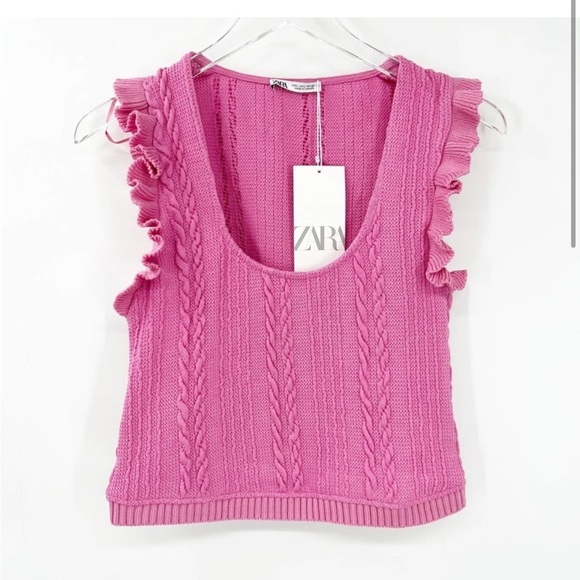 ZARA Knit Tank Top L Pink - Picture 2 of 5